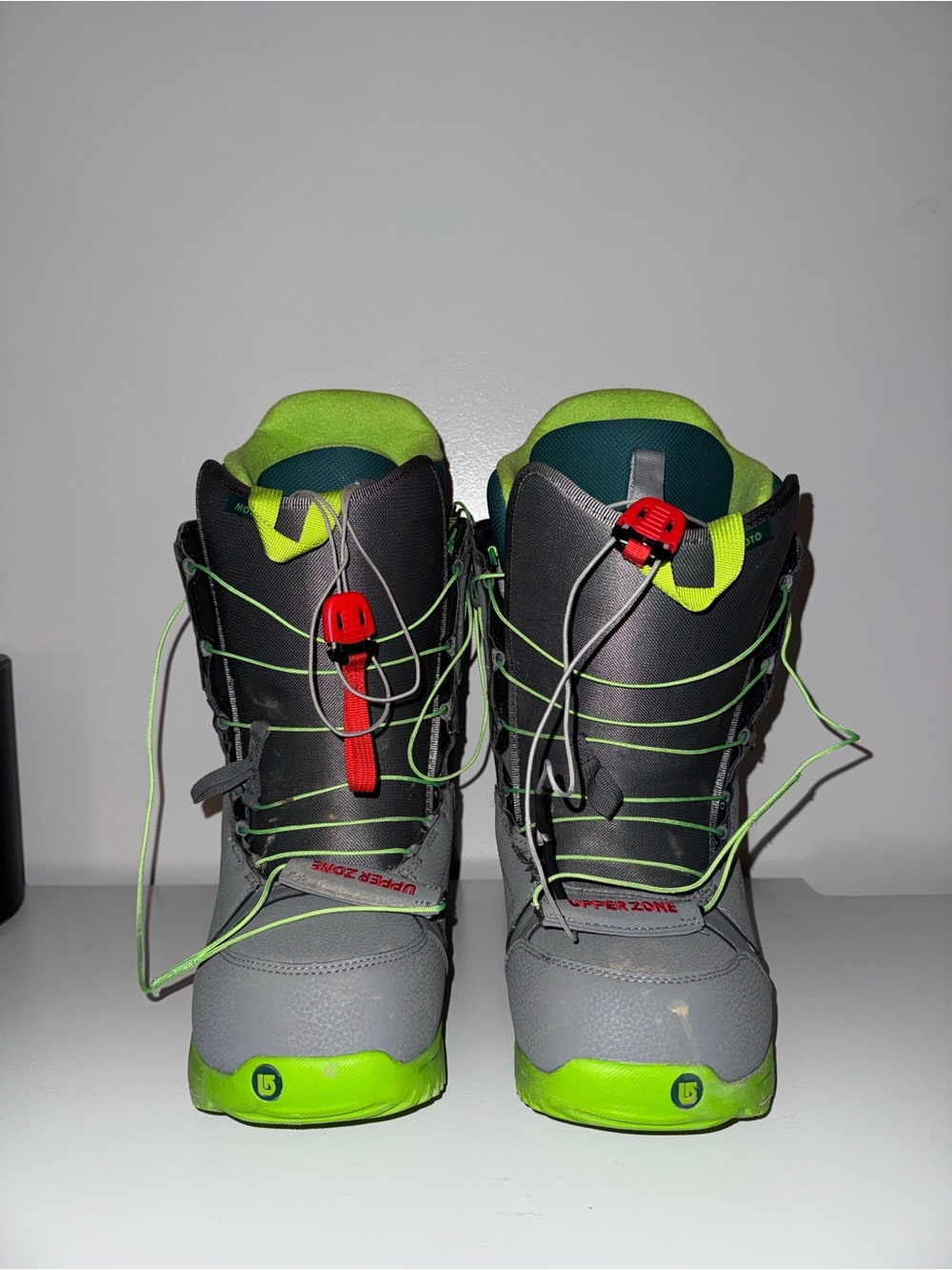 Burton Moto Men's Snowboard Boots in Neon Green with Red Accent
